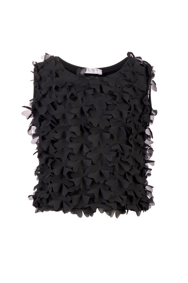 Elsy Canotta Fiori A Petalo Nero Bambina - 1