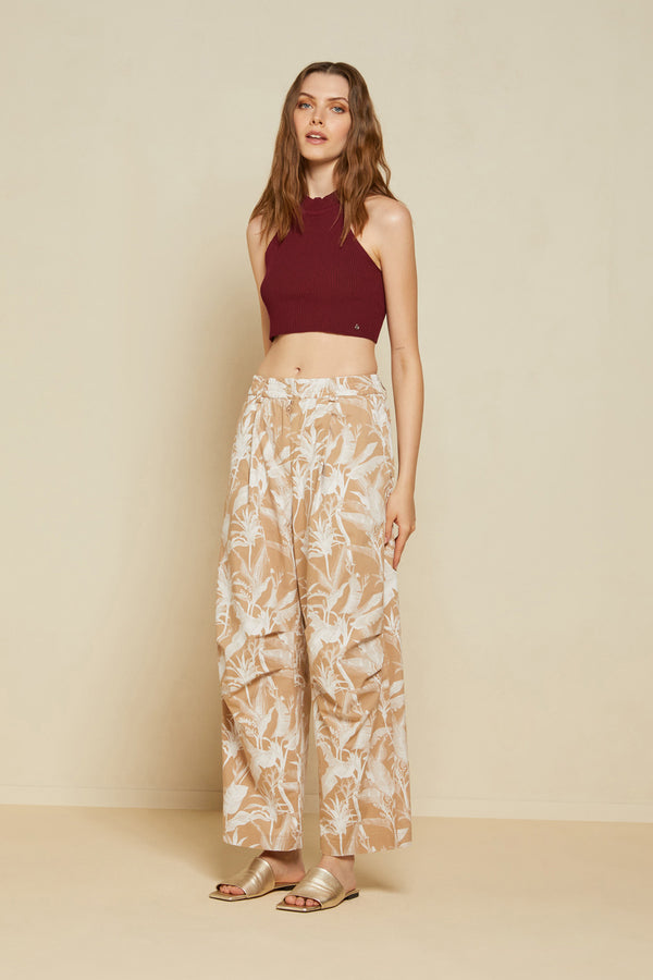 Ottod'ame Oversized Trousers With Elastic Band Brown Women - 1