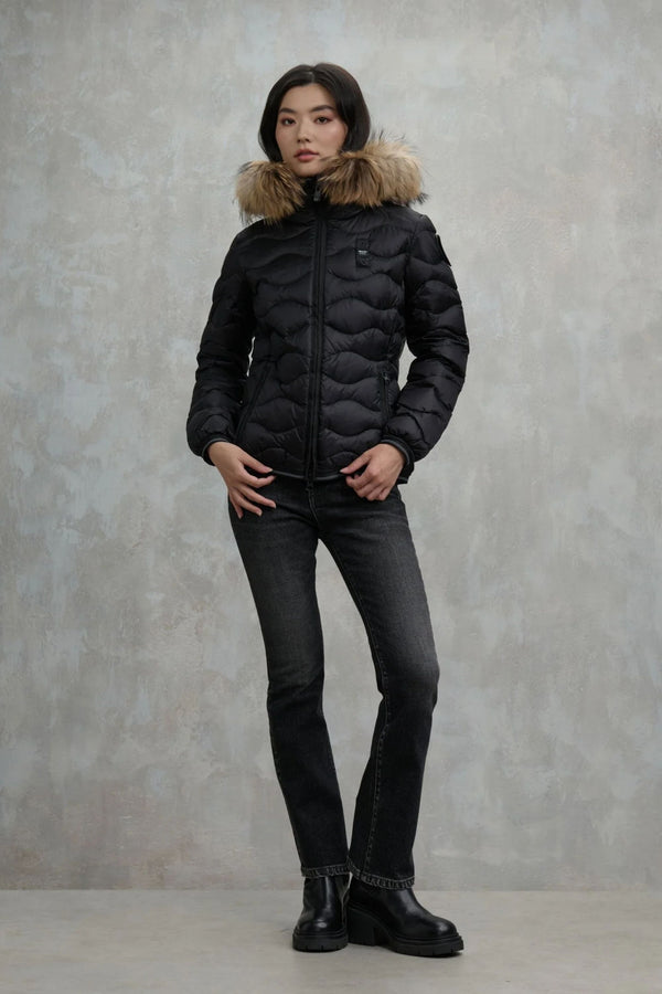 Blauer Piumino Cappuccio Pelliccia Donna - 1