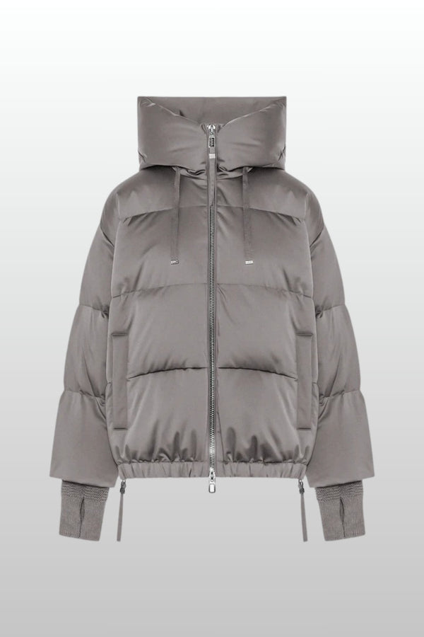 Duno Piumino Corto Oversize Marrone Donna - 1