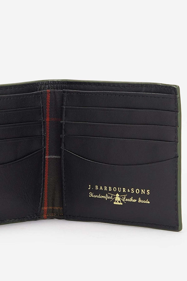 Barbour Grain Leather Bifold Wallet Nero Uomo - 1