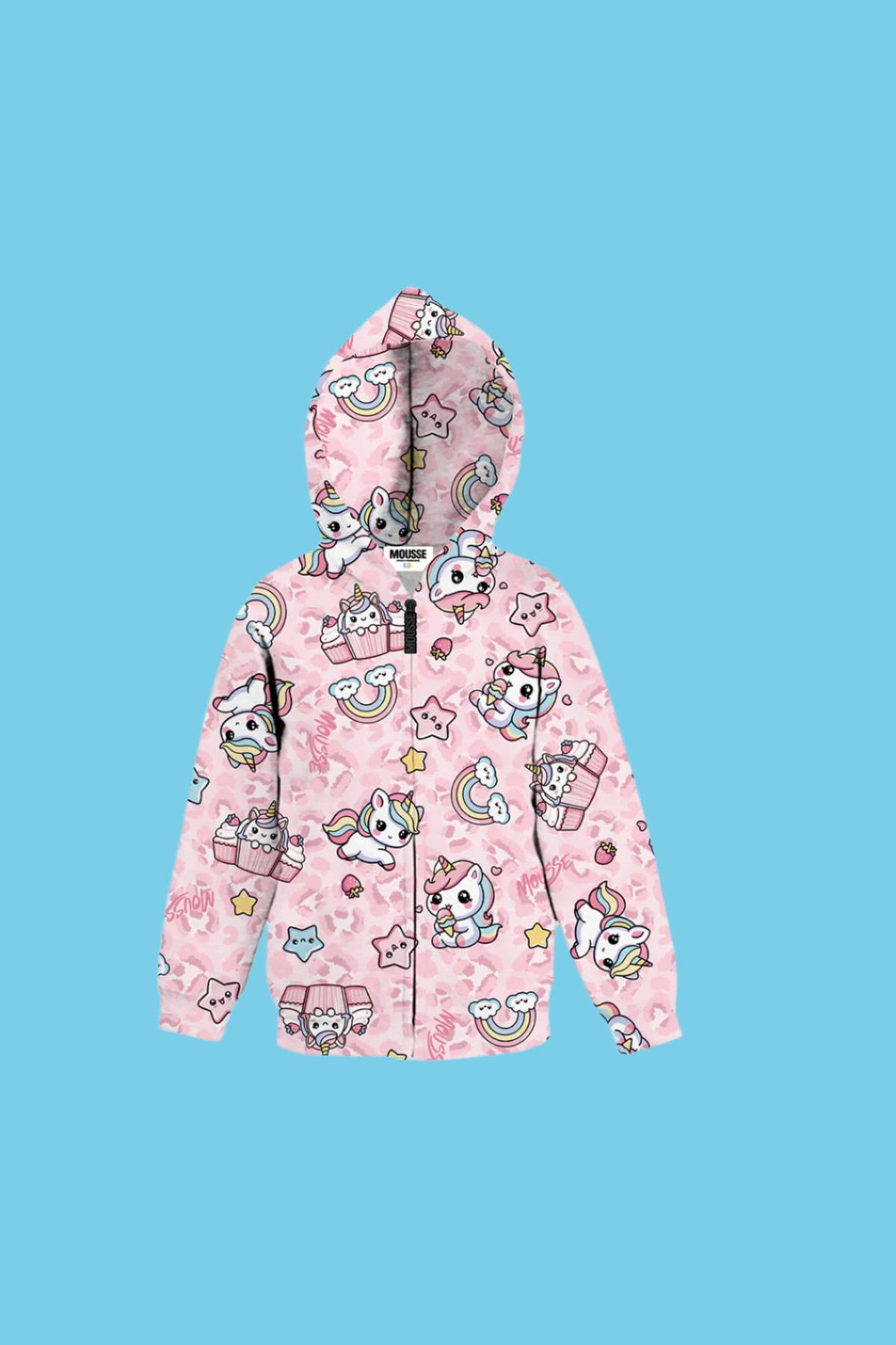 Mousse Felpa Unicorno Zip/cappuccio Rosa Bambina - 1