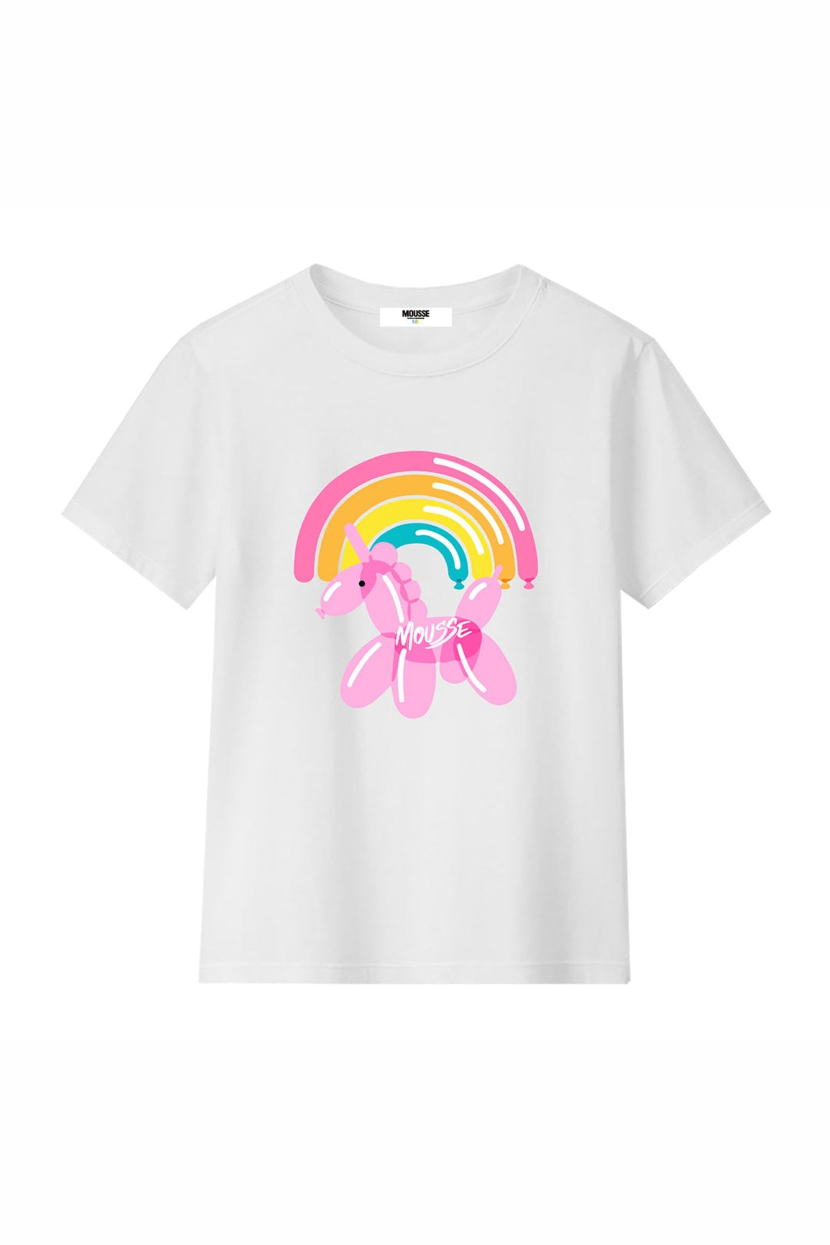 Mousse T-shirt Stampa Arcobaleno Bianco Bambina - 1