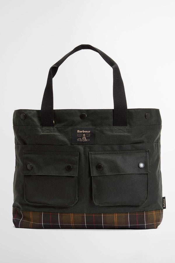 Barbour Field Wax Tote Bag Verde Donna - 1