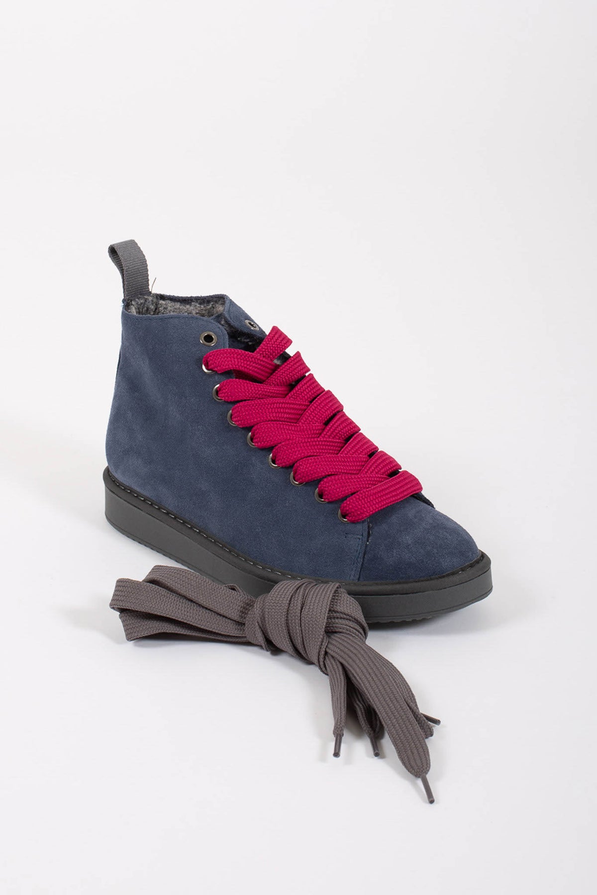 Panchic Ankle Boot Suede Faux Fur Blu Donna - 4