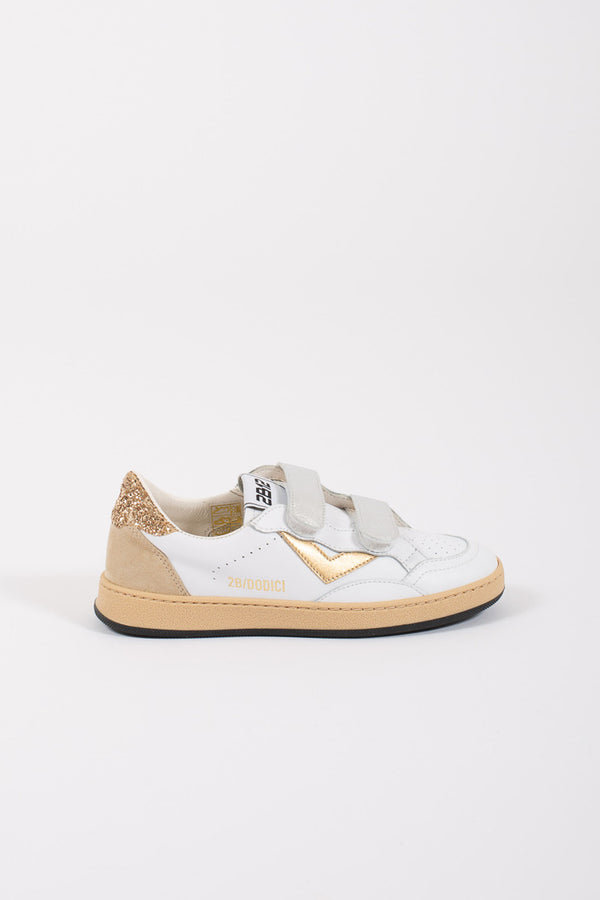 2b12 Strappo Retro Glitter White Sneakers for Girls - 1