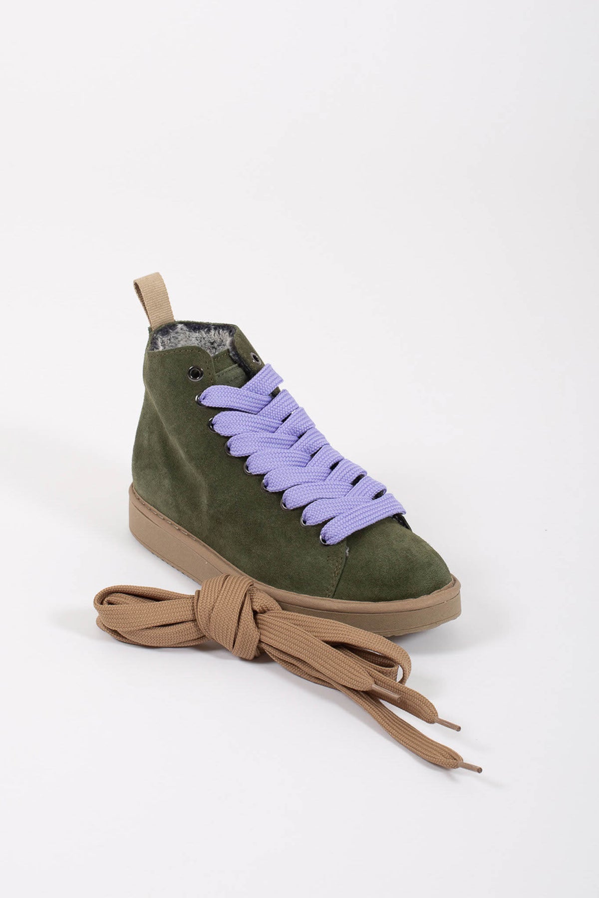 Panchic Ankle Boot Suede Faux Fur Verde Donna - 4