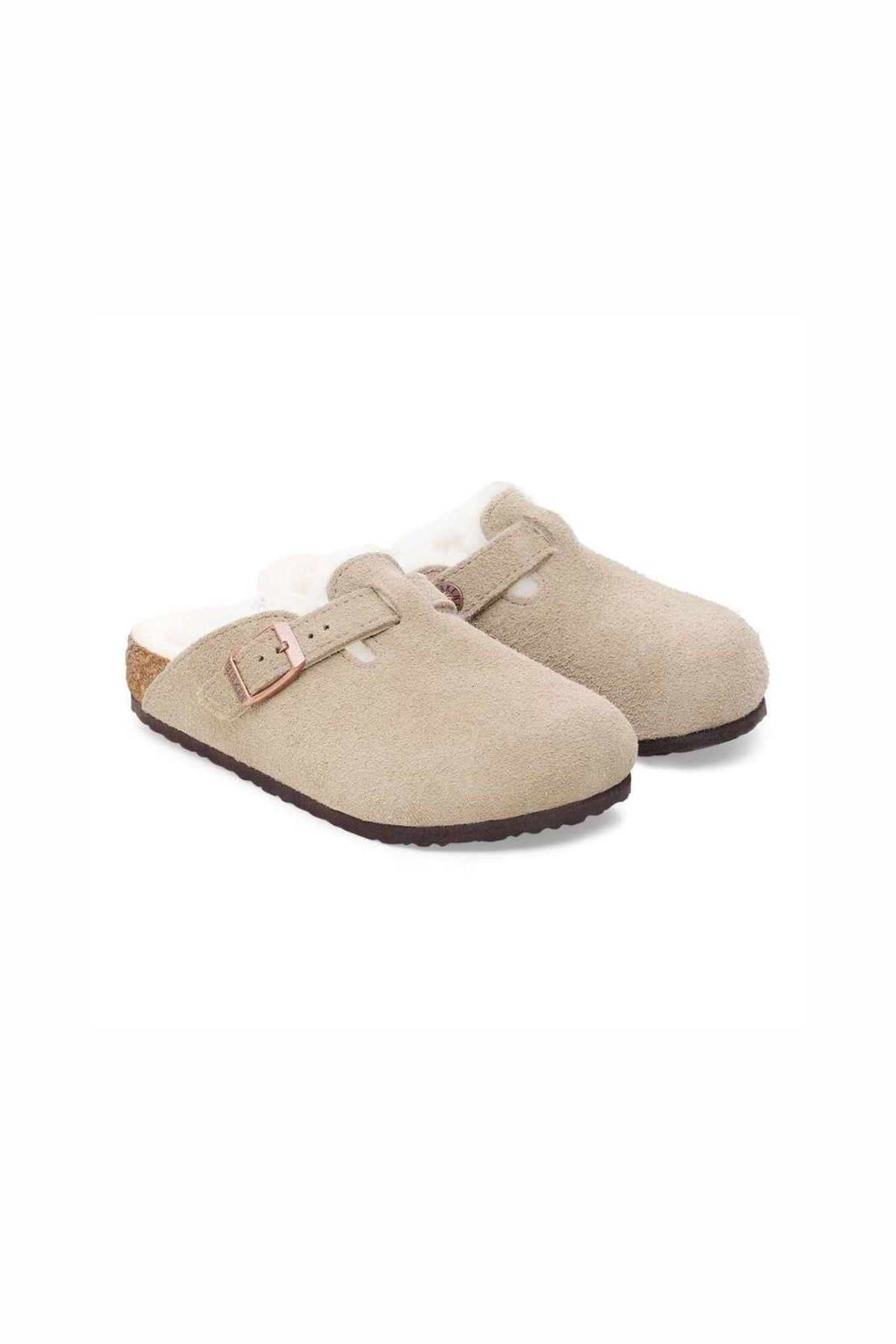 Birkenstock Boston Shearling Taupe Suede Grigio Unisex Bambini - 1