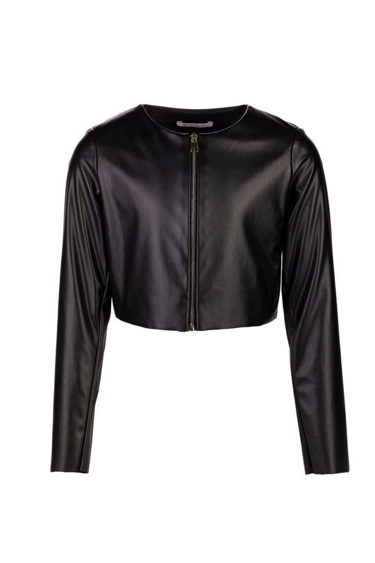 Elsy Giubbino Ecopelle Nero Bambina