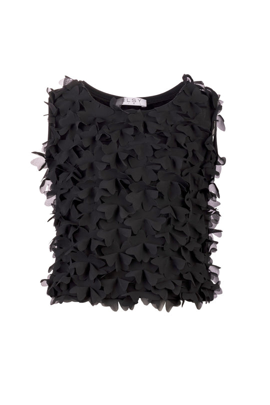 Elsy Canotta Fiori A Petalo Nero Bambina