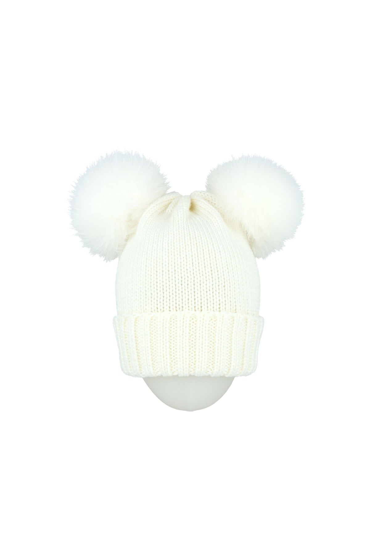 Regina Cuffia Due Pom Pelliccia Eco Bianco Donna - 1