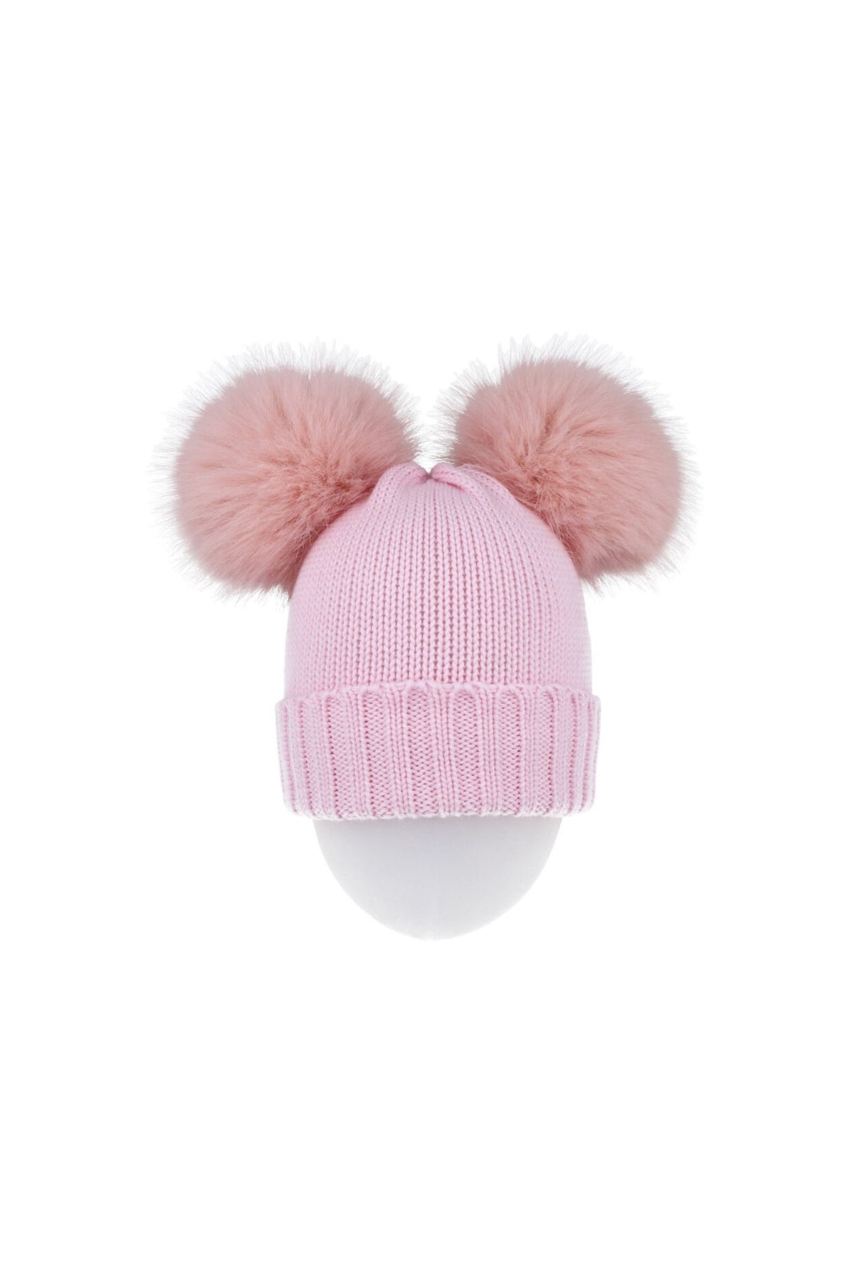 Regina Cuffia Due Pom Pelliccia Eco Rosa Donna - 1