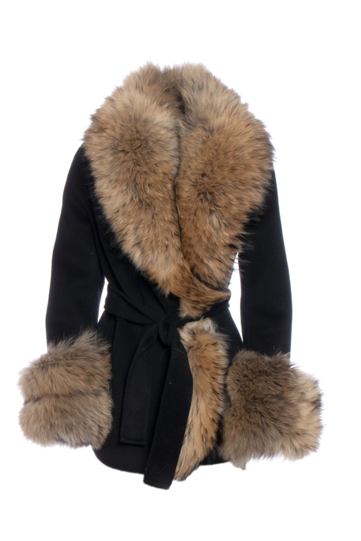 Regina Cappotto Inserti Pelliccia Nero Donna - 1