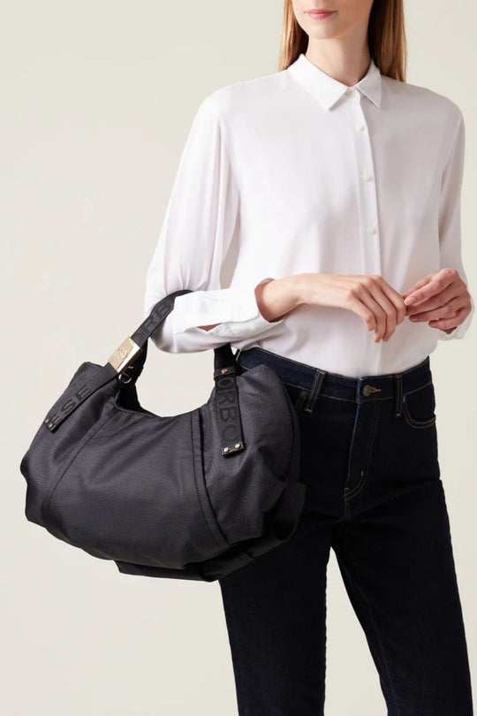 Borbonese Borsa Bauletto Medio Nero Donna