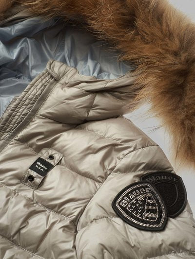 Blauer Piumino Capp. Con Pelliccia Blu Donna - 1