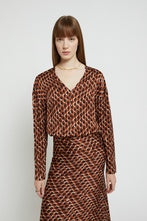 Ottod'ame Blusa V Viscosa Stampa Ologram Rosso Donna