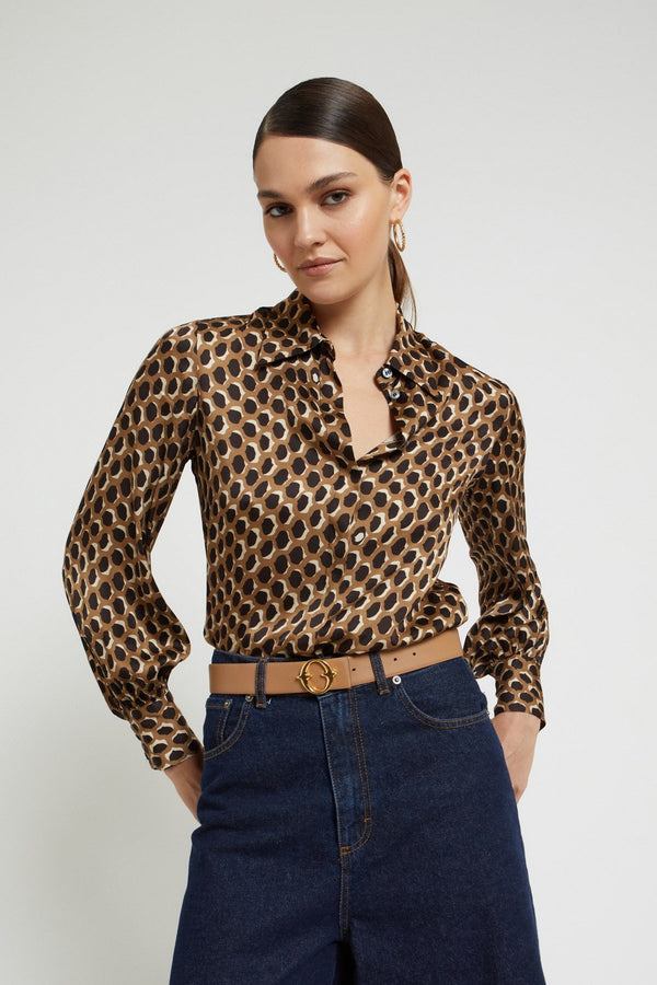 Ottod'ame Camicia Viscosa Stampa Ologram Beige Donna - 2