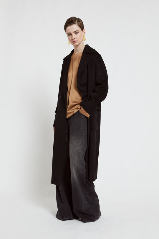 Ottod'ame Cappotto Lungo Double Nero Donna