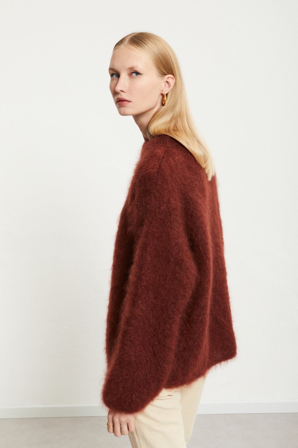 Ottod'ame Pull Girocollo In Mohair Marrone Donna - 3