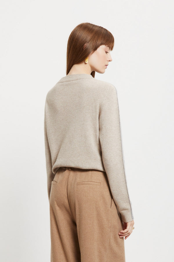 Ottod'ame Pull Girocollo Bicolore Naturale Donna - 2