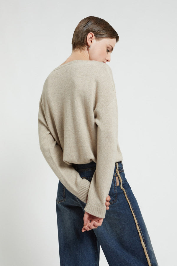 Ottod'ame Pull Girocollo Misto Lana Marrone Donna - 2