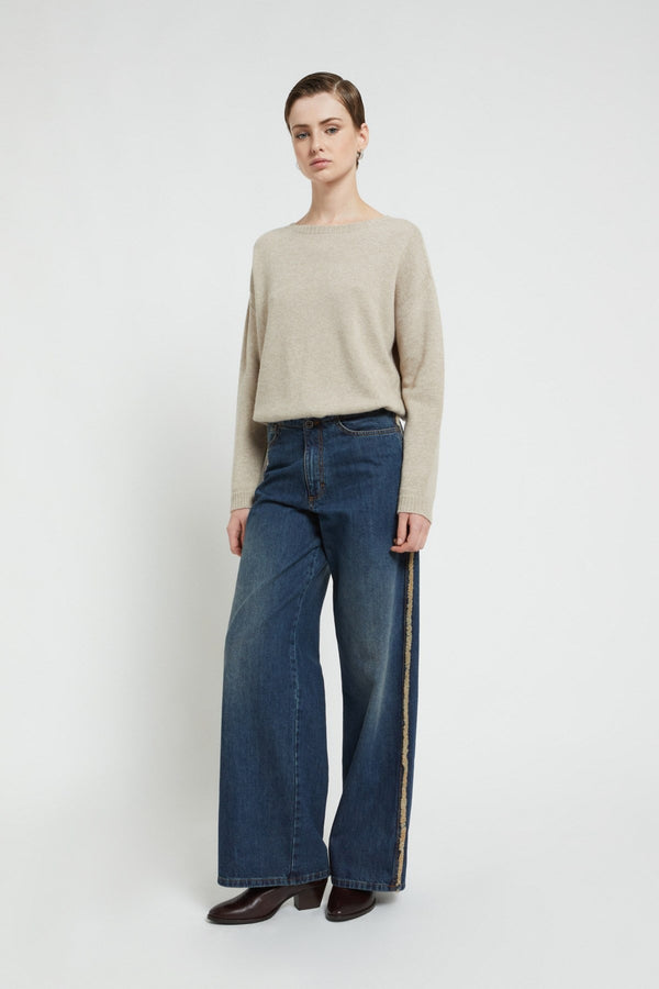 Ottod'ame Pull Girocollo Misto Lana Marrone Donna - 4