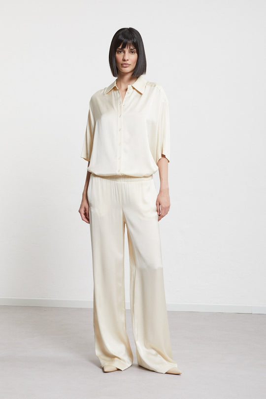 Ottod'ame Pantalone In Raso Bianco Donna