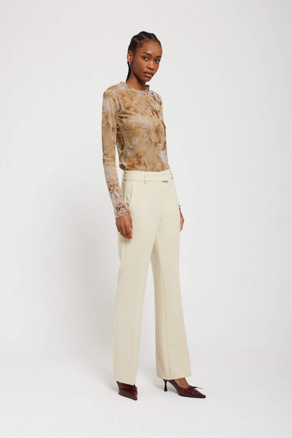 Ottod'ame Pantalone Dritto Tess. Tecnico Beige Donna - 1