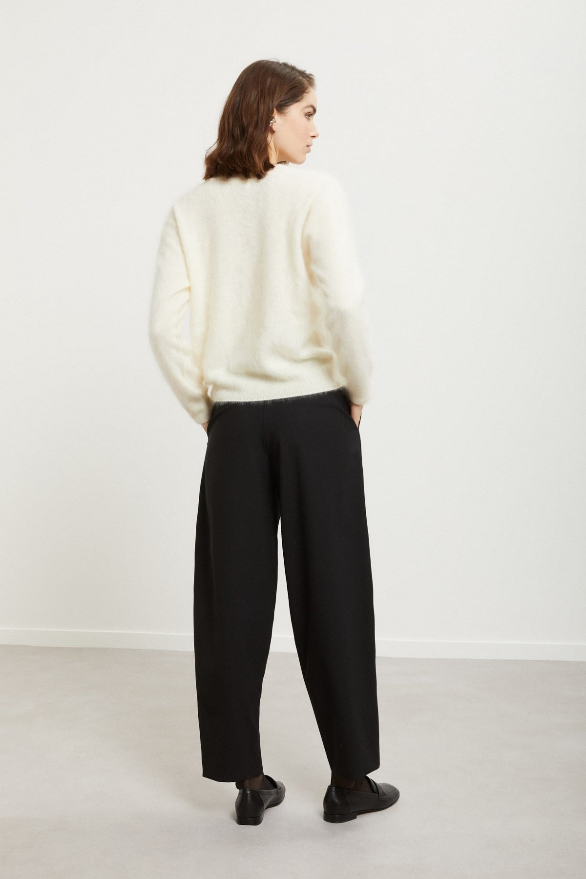 Ottod'ame Pantalone Baloon Frescoi Lana Nero Donna - 2