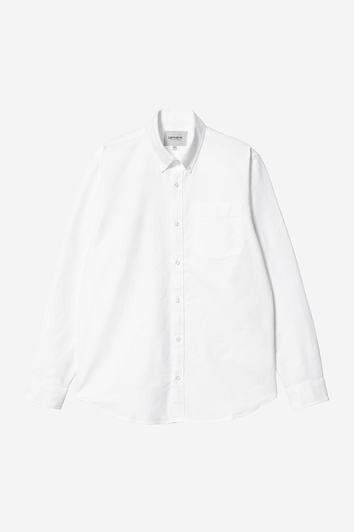 Carhartt Wip C-logo Shirt Cotton Oxford Bianco Uomo - 1