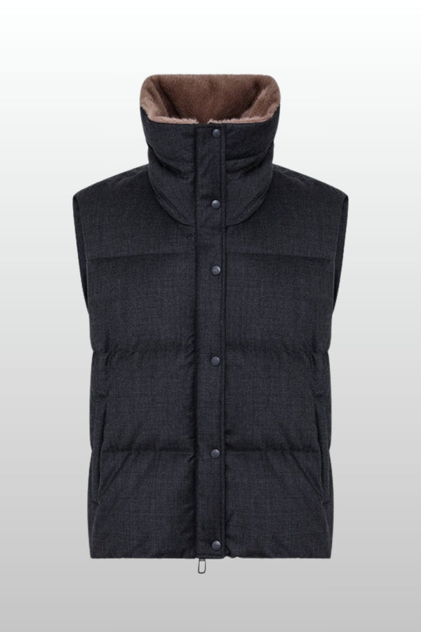 Duno Piumino Smanicato Lana Grigio Donna - 1