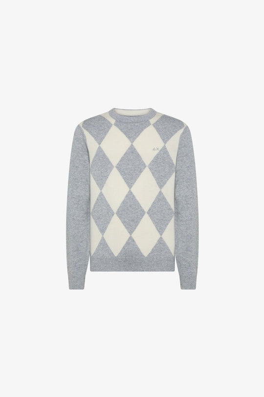 Sun 68 Pull Girocollo Con Losanghe Grigio Uomo