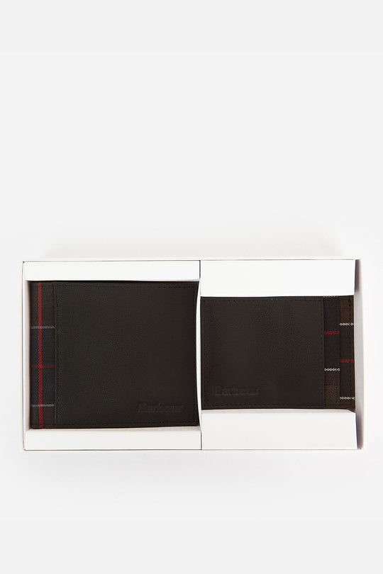 Barbour Wallet $ Card Holder Set Nero Uomo