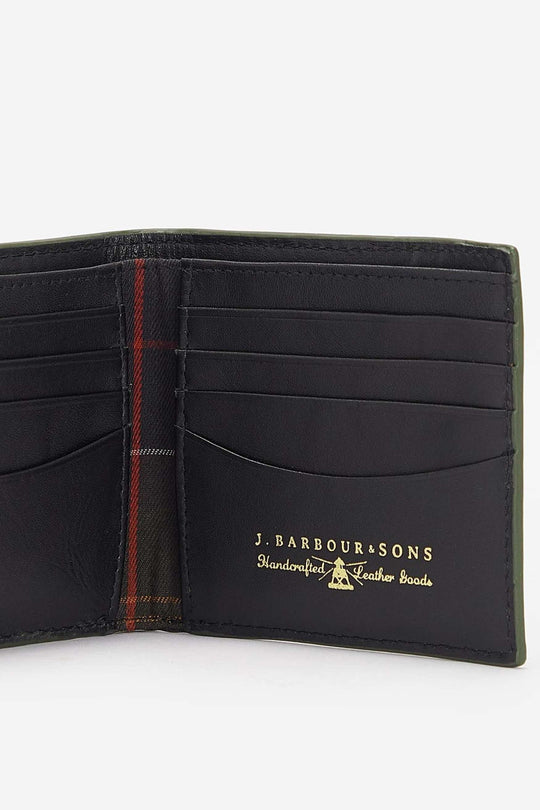 Barbour Grain Leather Bifold Wallet Nero Uomo