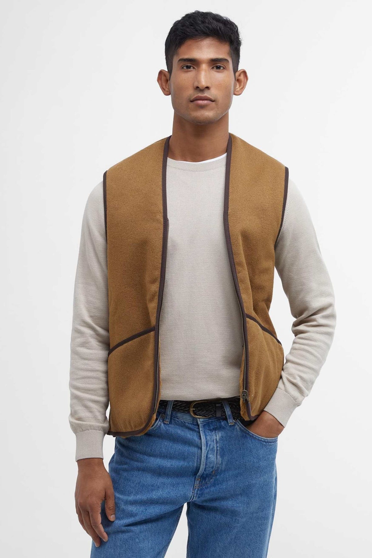 Barbour Warm Pile Waistcoat Zip Verde Uomo - 1