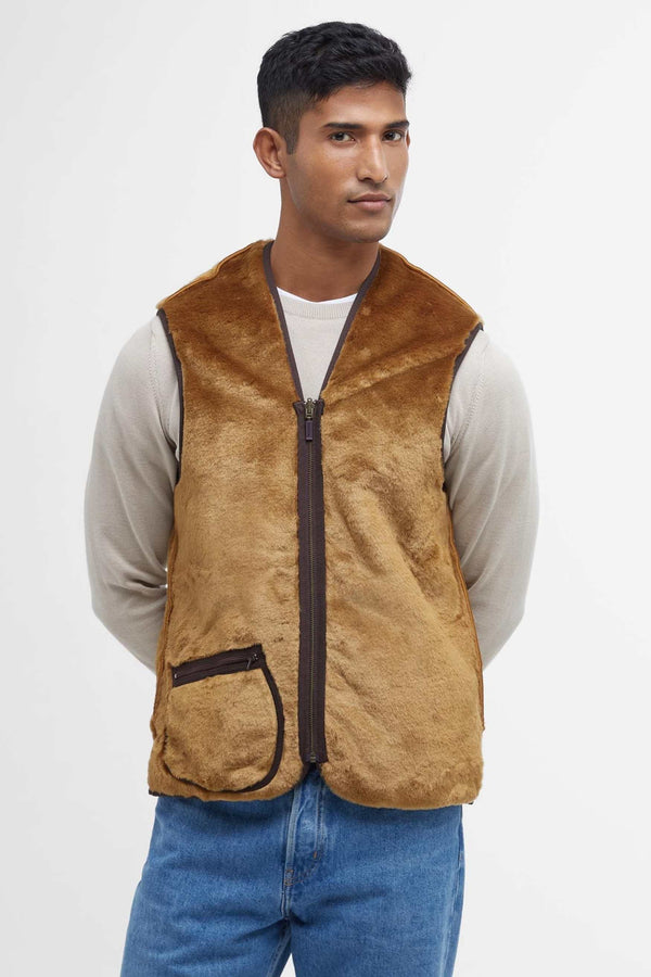Barbour Warm Pile Waistcoat Zip Verde Uomo - 4