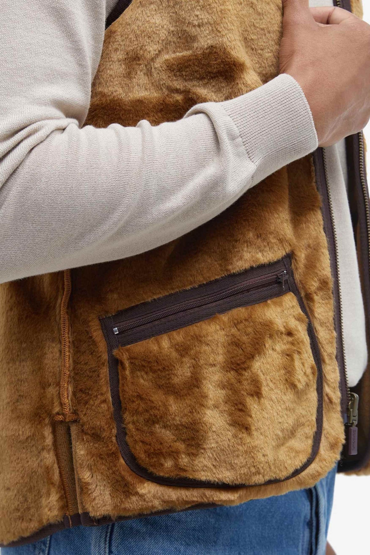 Barbour Warm Pile Waistcoat Zip Verde Uomo - 5