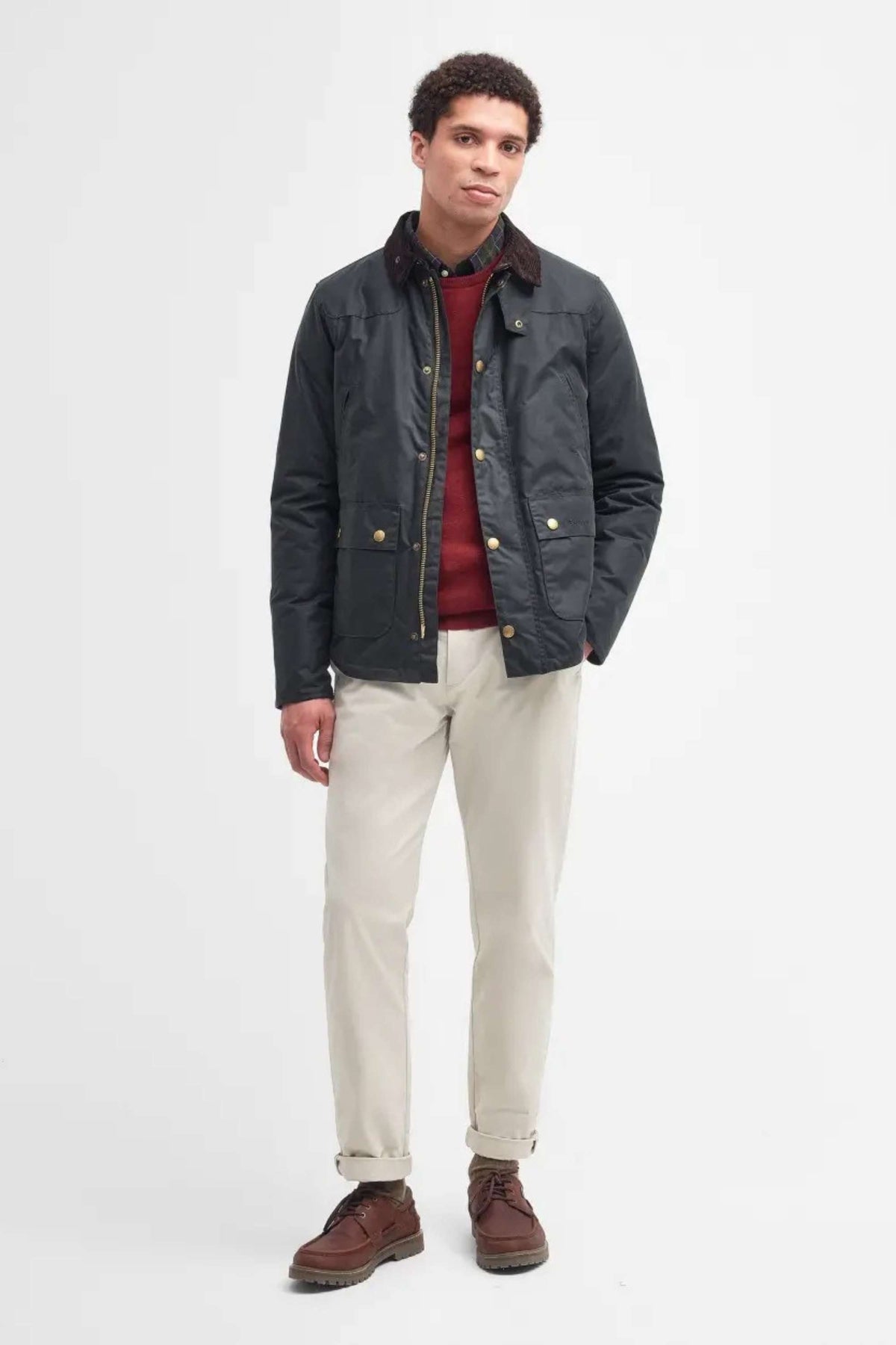 Barbour Reelin Wax Verde Uomo - 4