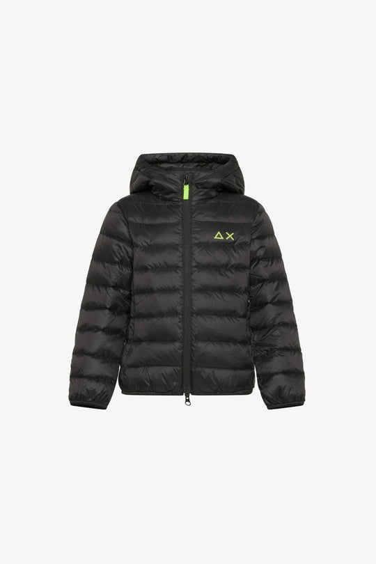 Sun 68 Piumino Zip Lunga Cappuccio Nero Bambino