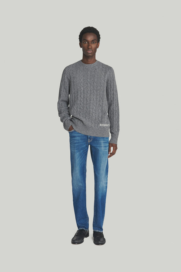 Roy Roger's Cable Crew Neck Wool/cashmere Uomo - 3