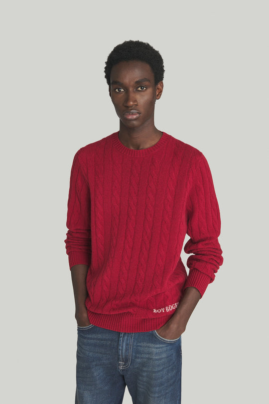 Roy Roger's Cable Crew Neck Wool/cashmere Uomo