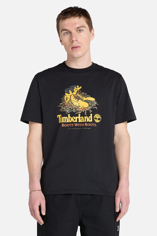 Timberland T-shirt Stampa Scarponi Nero Uomo