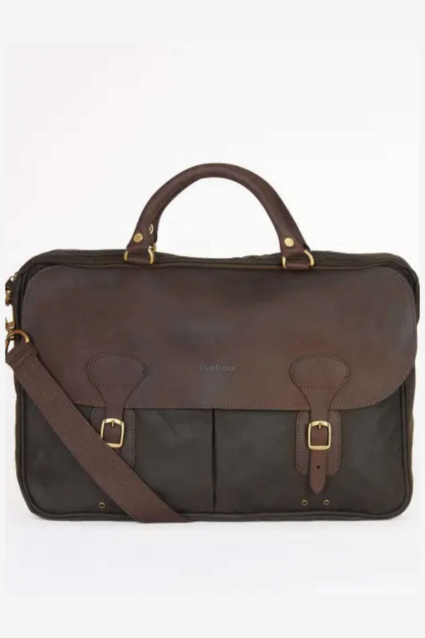 Barbour Wax Leather Briefcase Bags Verde Donna - 3