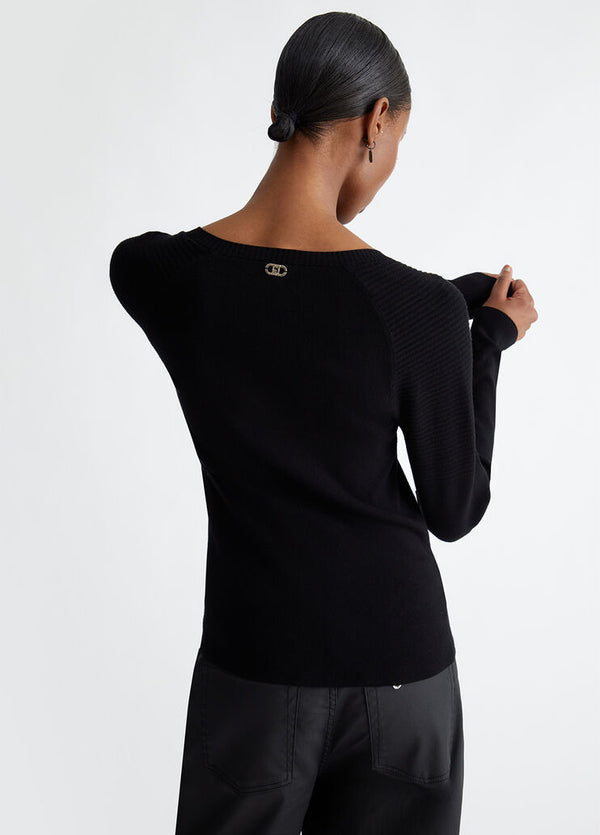 Liu Jo Maglia V Neck Nero Donna - 4