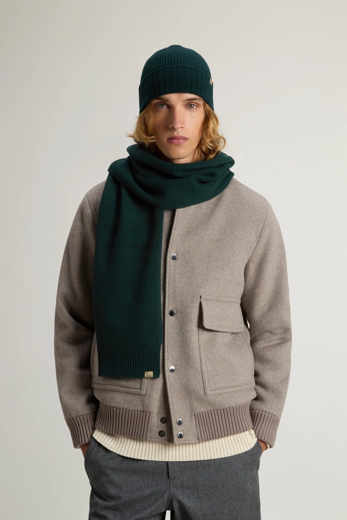 Woolrich Set Cuffia Sciarpa Verde Uomo - 2
