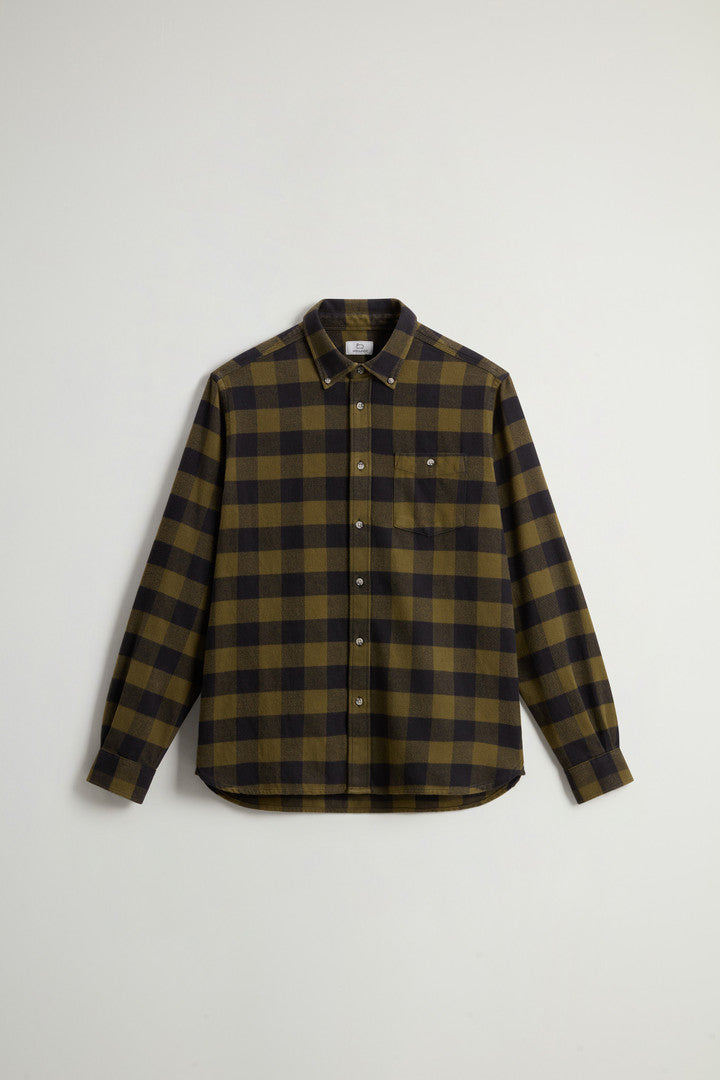 Woolrich Traditional Flannel Shirt Verde Uomo - 4