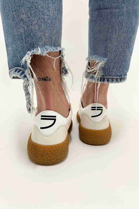 Puraai Men's White Caucius Bottom Sneaker