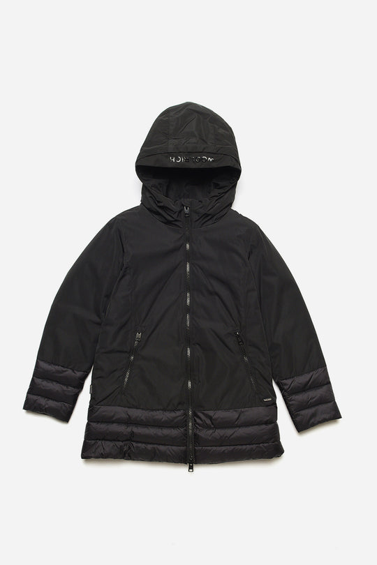 Woolrich Hybrid Down Jacket with Fixed Hood Black for Girls