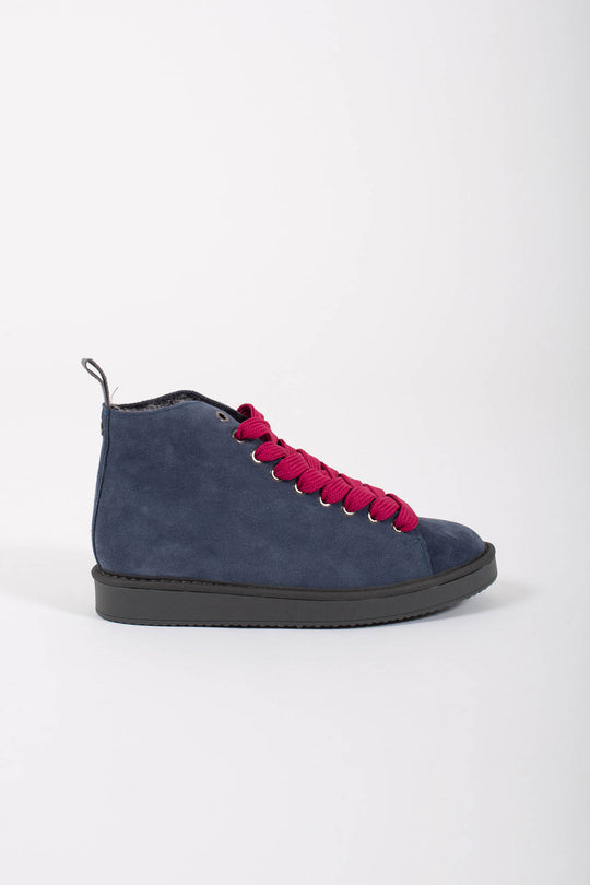 Panchic Ankle Boot Suede Faux Fur Blue Women