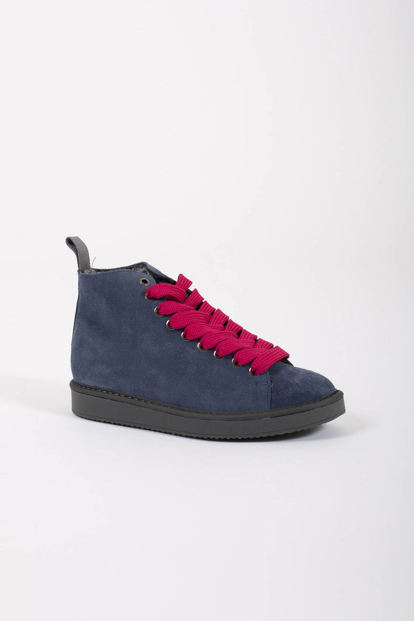 Panchic Ankle Boot Suede Faux Fur Blu Donna - 2